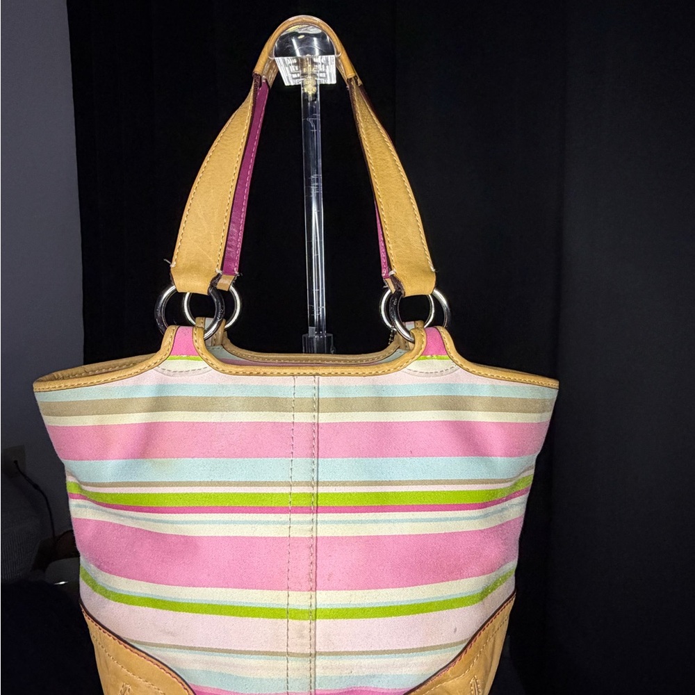Coach Striped Pink SoHo Hampton Bag - Picture 2 of 6